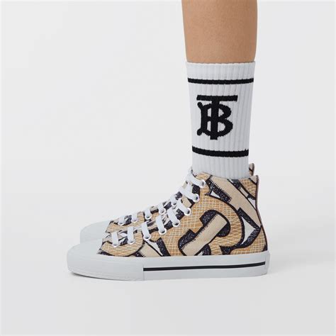 burberry monogram print cotton canvas high-top sneakers|Burberry sneakers bloomingdale's.